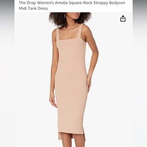 NWT Amazon the Drop Amelia Ribbed Midi Dress, Praline